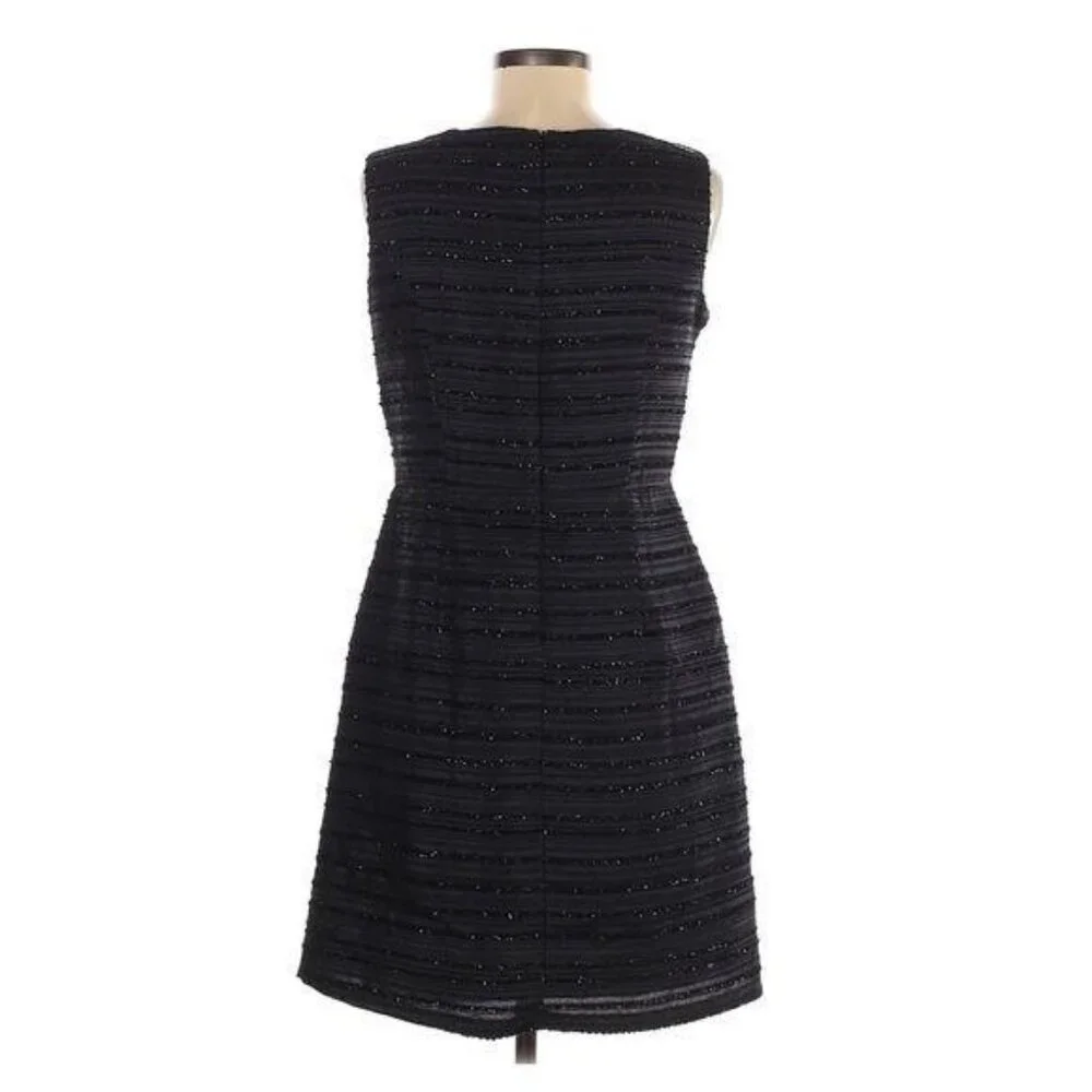 Cynthia Rowley Sheath Dress Size 8 Black Sparkle Striped Sleeveless Sheath